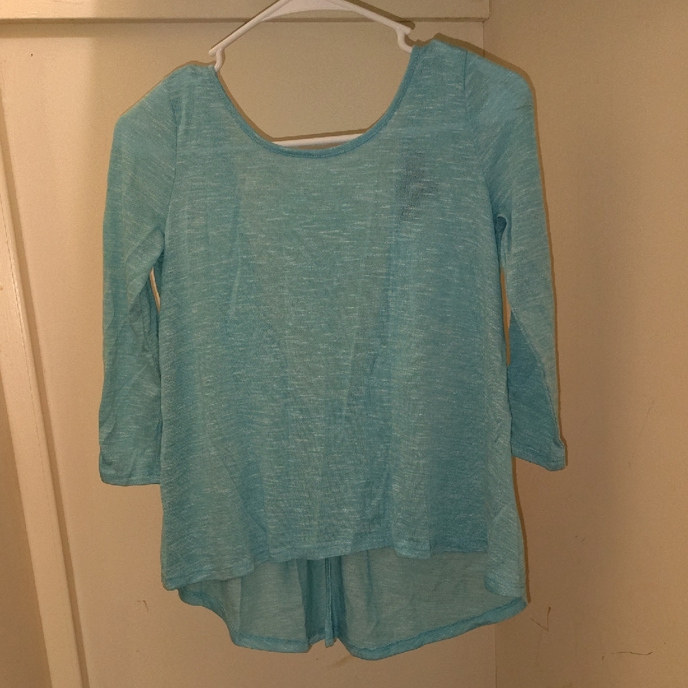 Almost Famous Sky Blue Lace Detail Top